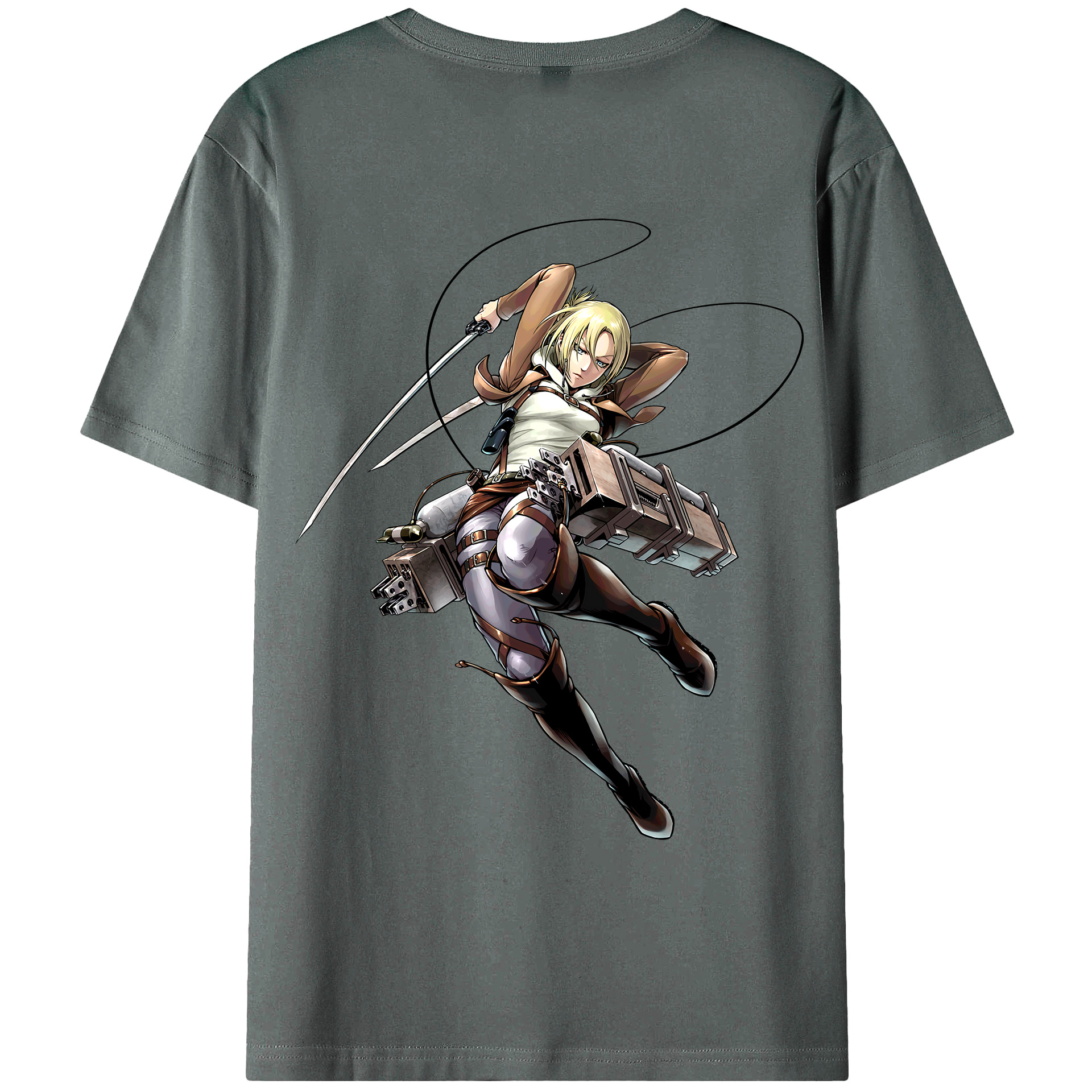 （画像用） 進撃の巨人 アニ・レオンハート Attack on Titan Annie Leonhart 綿100％ メンズ半袖Tシャツ（バックプリント） 通気性